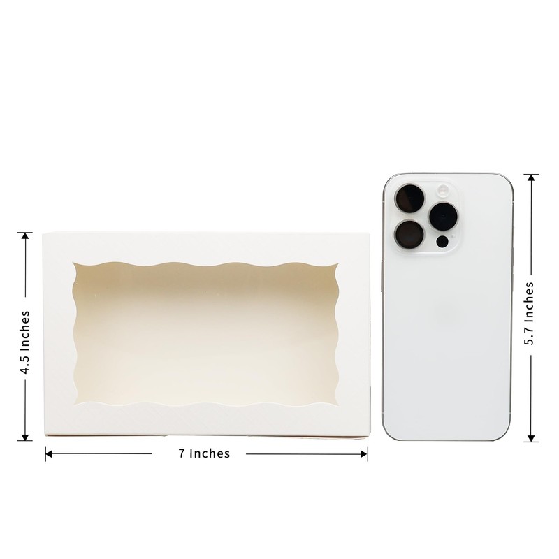 50pcs 7x4.5x1.5 Inches Cookie Boxes With Window White Dessert Boxes Pastry Boxes gallery