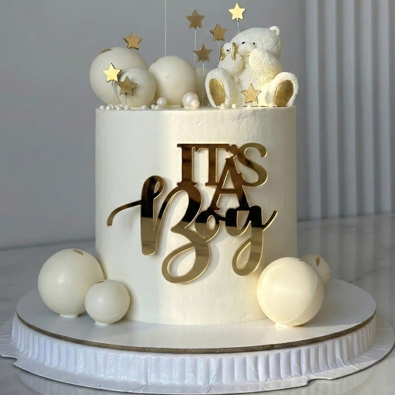 Acrylic Cake Charm Birthday Celebration “It’s a Boy” cake charm sizes 4″ 5″ 6″
