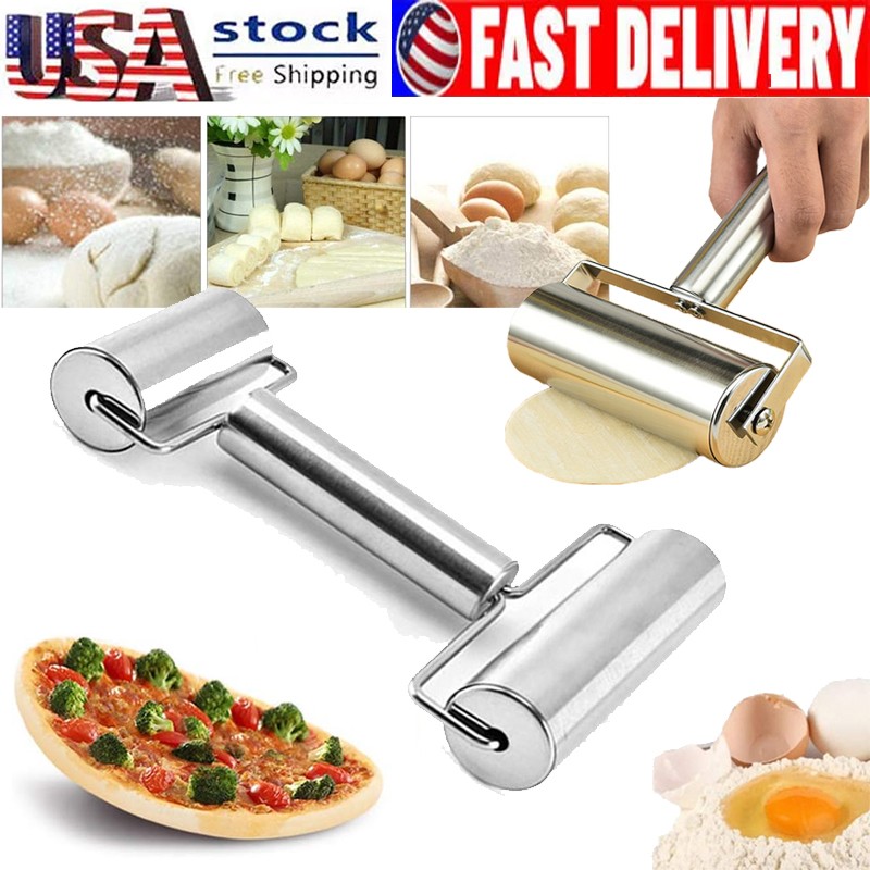 Durable Roller Stainless Steel Dough Rolling Pin Home Pie Pizza Bread Baking