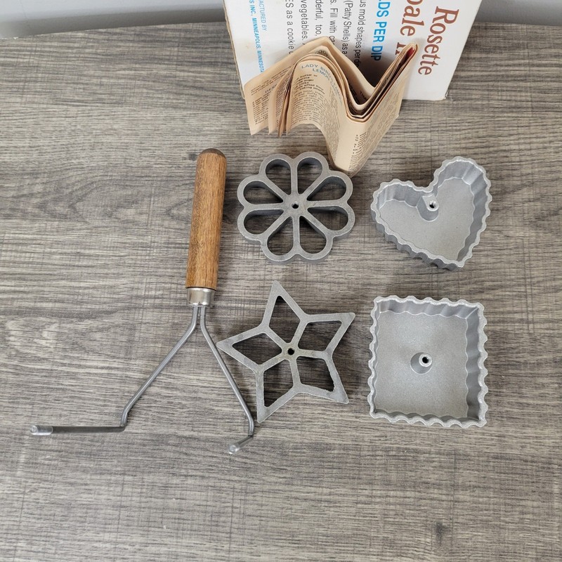 Vintage Nordic Ware Double Rosette & Timbale Iron 4 Mold Set New in Box gallery