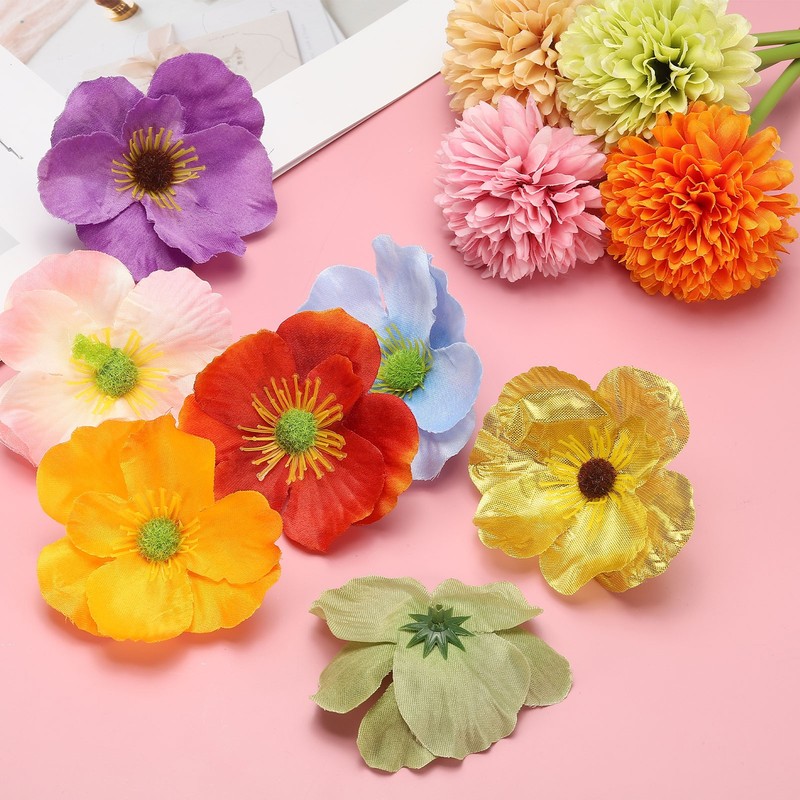 50 Pcs Artificial Flower Heads, Fake Wildflower Heads, Autumn Purple gallery