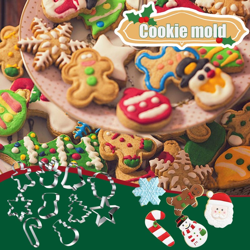 10 x Christmas Cookie Metal Biscuit Cutters Santa Snowflake Present Gingerbread gallery