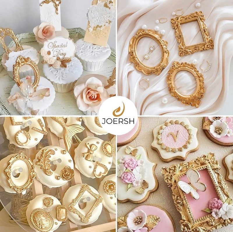4PCS Baroque Frame Mold, Picture Photo Frames and Mirrors Silicone Fondant Mo... gallery