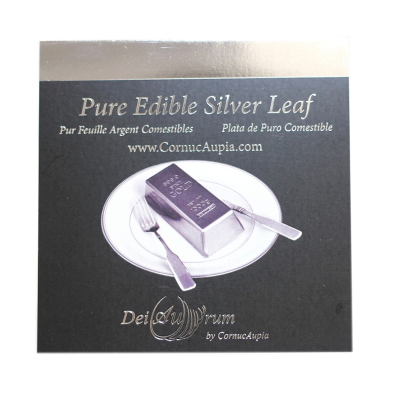 DeiAurum: Pure Edible Silver Leaf Sheets, Booklet, 4”x4”, 25pcs, in Loose Sheets