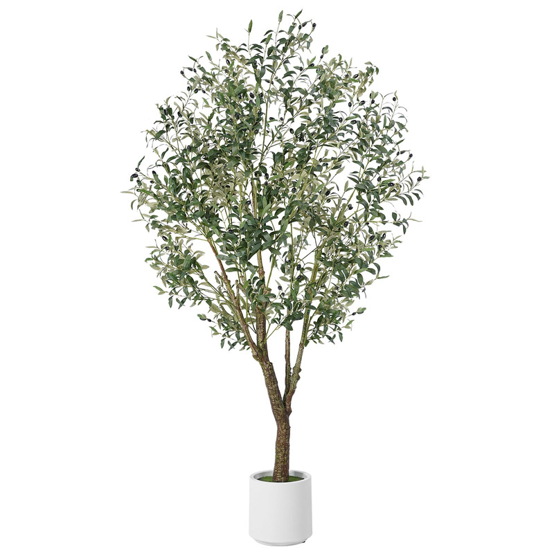 Jocoevol Artificial Olive Tree 7Ft Indoor Fake Silk Plant Realistic Trunk
