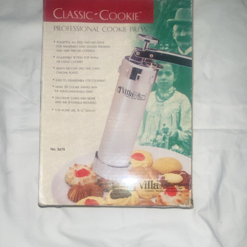 VillaWare Classic-Cookie Cookie Press Silver Metal Adjustable Handle Disks 8.5in gallery