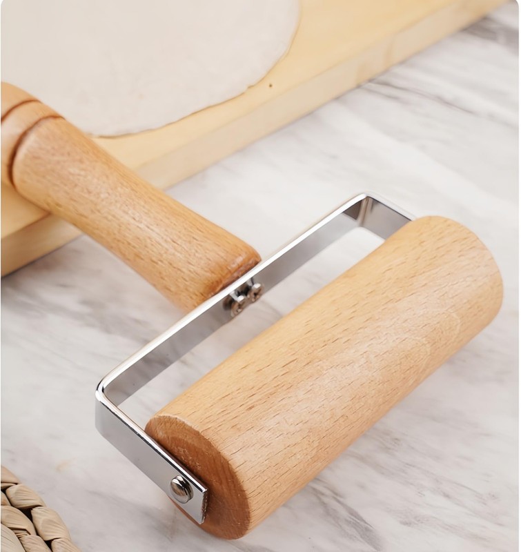 Adjustable Beechwood Stainless Steel Rolling Pin T-Shape Pizza Dough Pasta Maker gallery