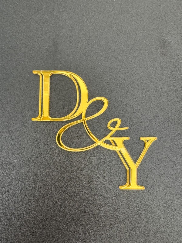Personalised Acrylic Wedding Cake Charm 2 Custom Initials Letter Couple Topper gallery