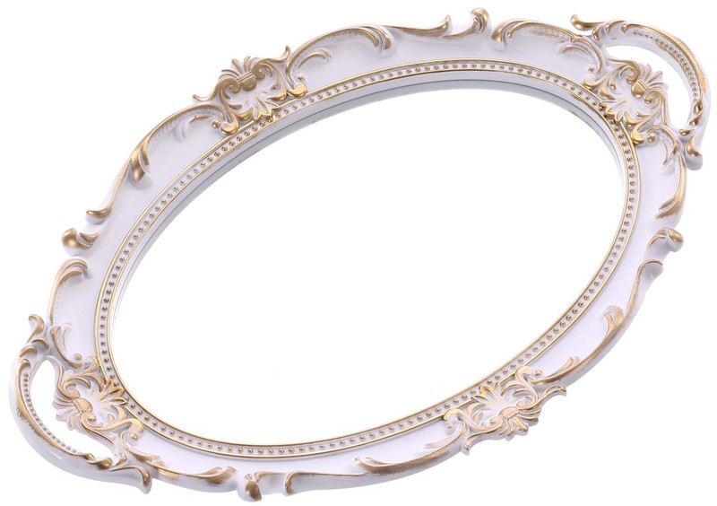 Sooyee Decorative Tray – White and Gold Mirror 14″ x 9.8″ x 1″,