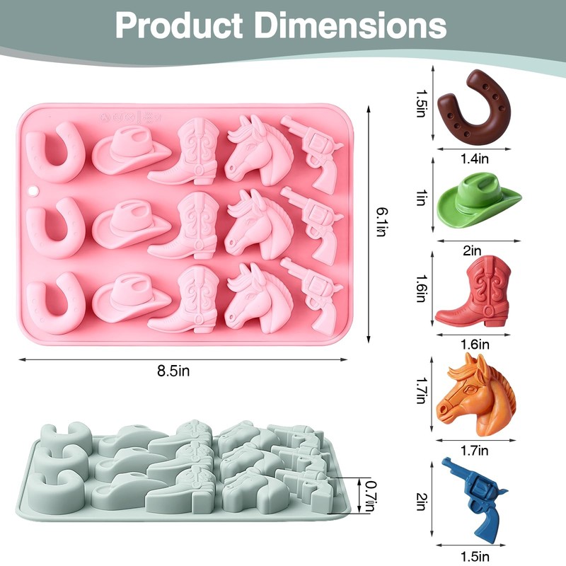 Cowboy Chocolate Candy Molds, Cowboy Hat, Cowboy Boot, Horse, Horseshoe Shape... gallery