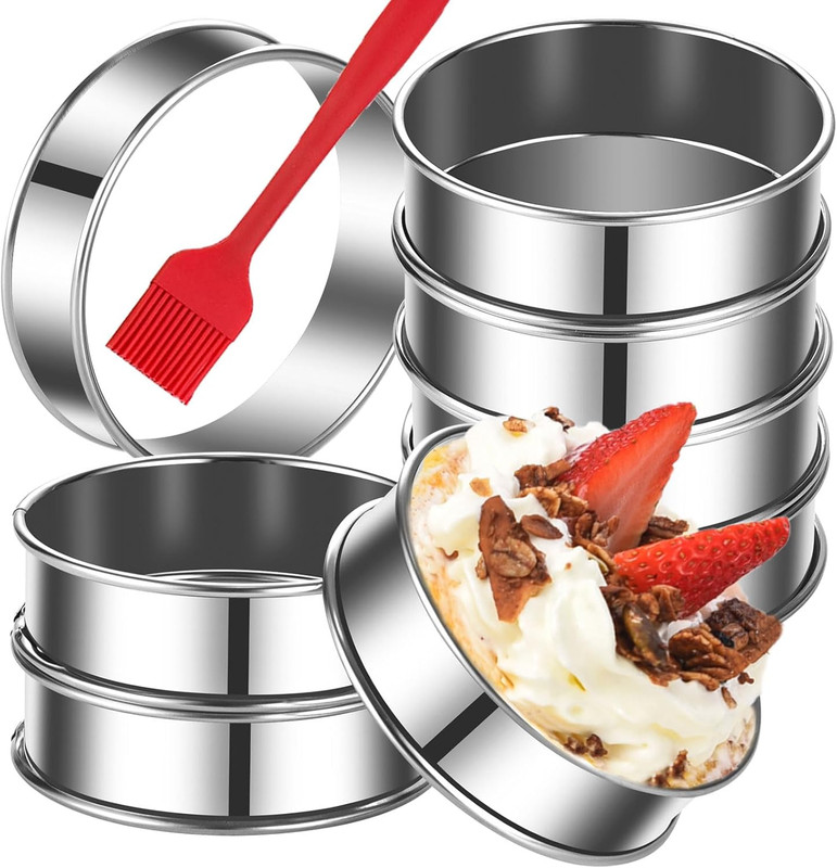 DATANYA 8Pack 4 Inch English Muffin Rings, Stainless Steel Double Rolled Tart gallery
