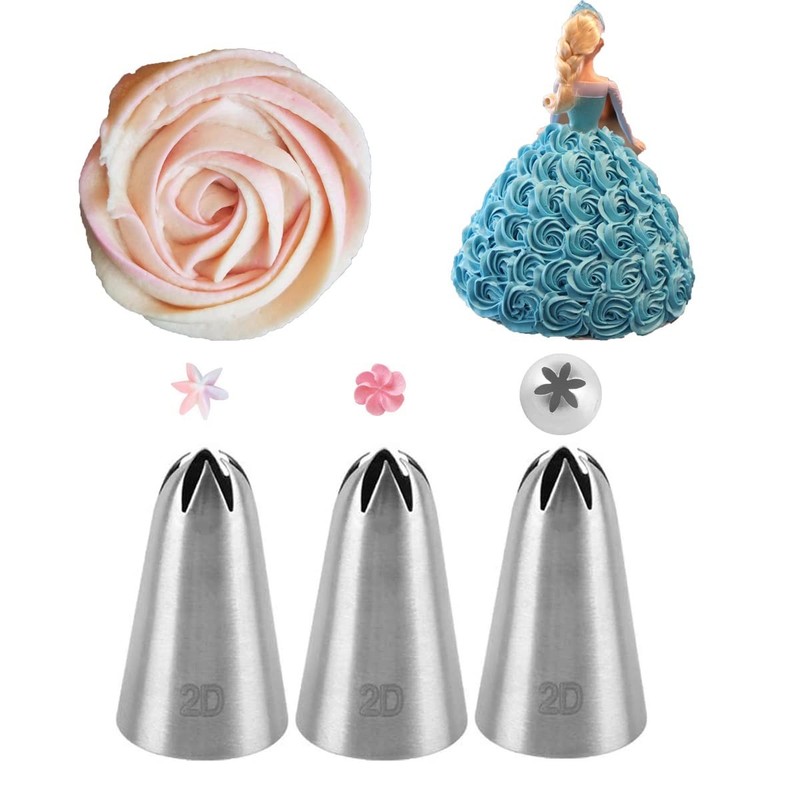 Cake Deco 2D Tip, Open Star Icing Tip, Large Drop Flower, 3 Pcs