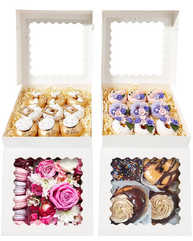 36 PCS White Pie Boxes With Window 9x9x2.5 Inch AutoPopup Bakery Pastry Case gallery