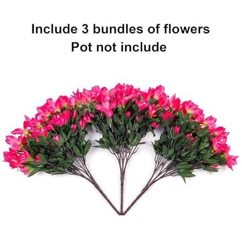Artificial Flowers for Outdoors Outside Summer Decoration, 3 Bundles Hotpink gallery
