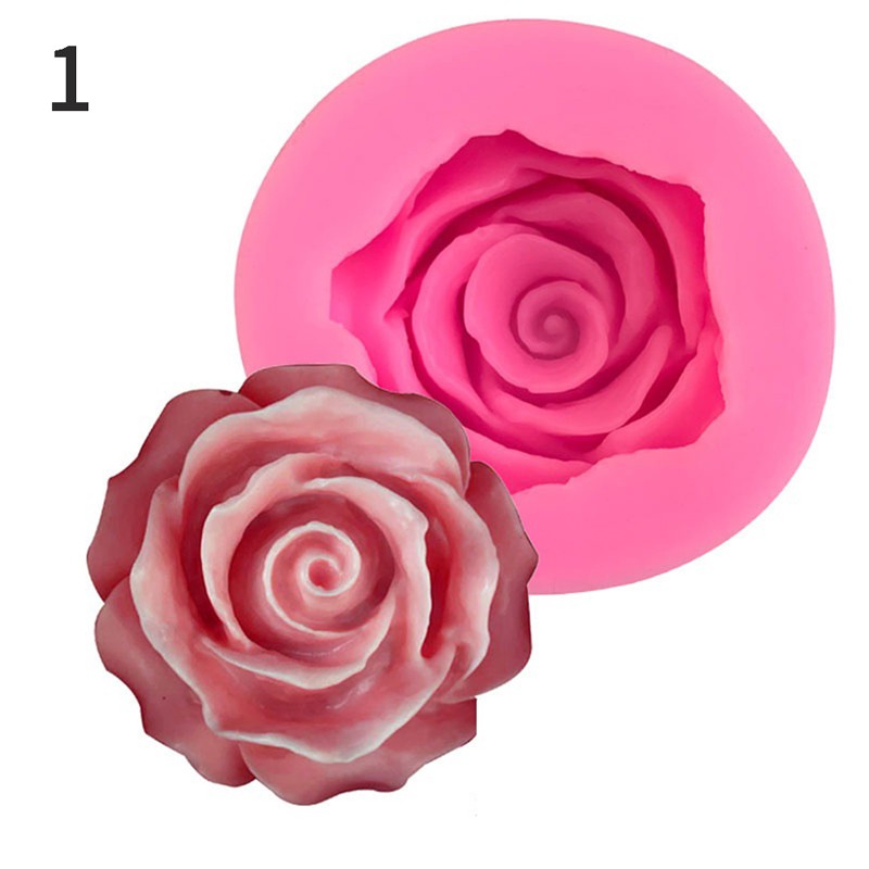 3D Flower Bloom Rose shape Silicone Fondant Soap Cake Mold Cupcake Baking Tool!