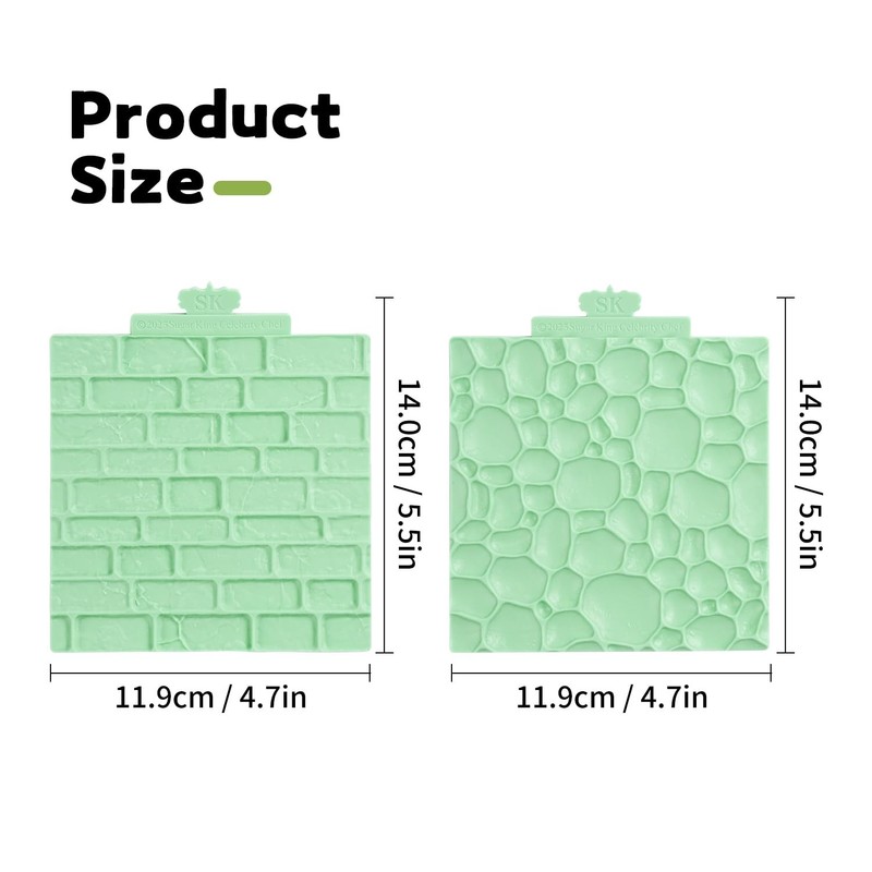 Wood Fondant Mold,Cobblestone Silicone Texture Mat for Clay,Fondant Impressio... gallery
