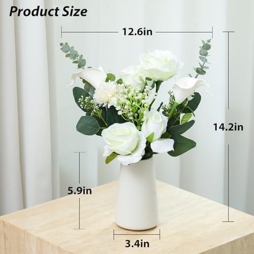 Fake Flowers with Ceramic Vase, Artificial Silk Roses in a Vase, Faux Flowers gallery