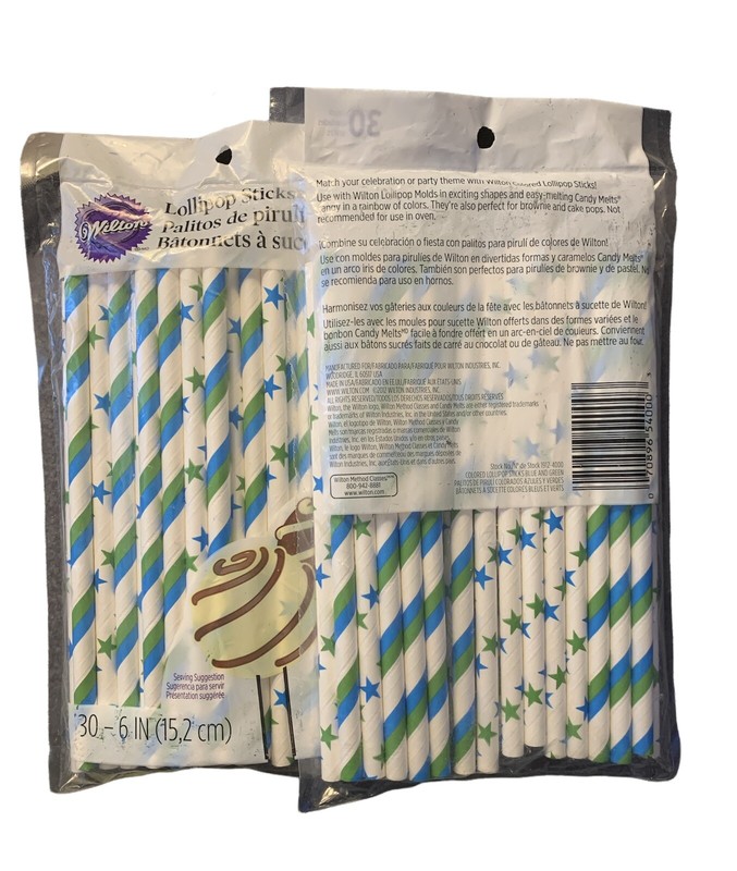 Wilton Stars And Stripes 6” Lollipop Sticks For Cake Pops 2packs Of 30 Ct. gallery