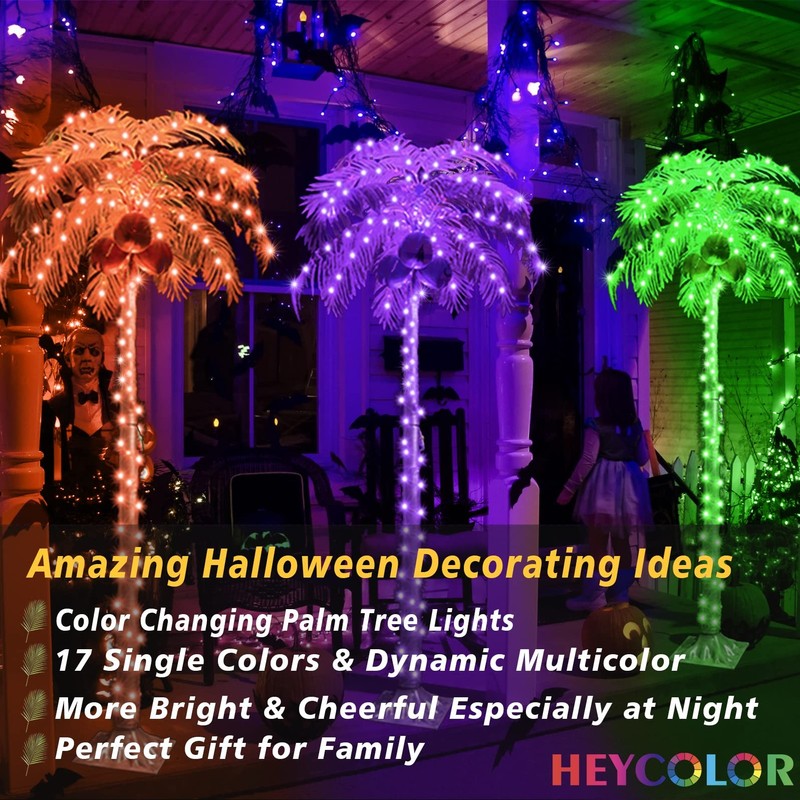 Heycolor 5 Ft Light Up Palm Trees Remote 35 Colors Changing Lighted Artificial gallery