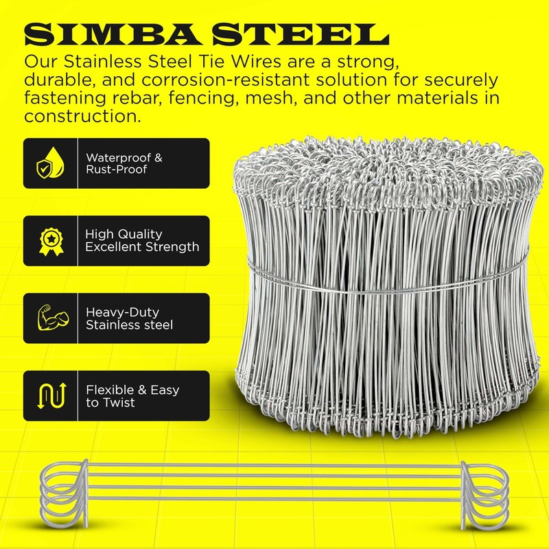 6 Inch - 17 Gauge 1000 Pcs Stainless Steel Steel Double Loop Rebar Wire Bar gallery