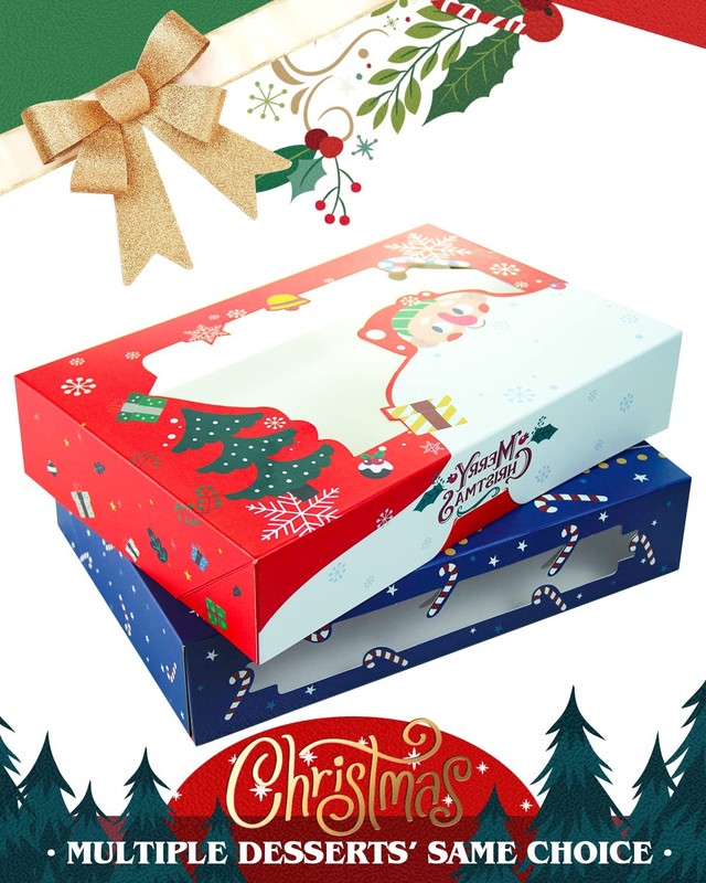 24 PCS Christmas Cookie Box With Window AutoPop Up Pastry 12x8x2.5 Inch gallery