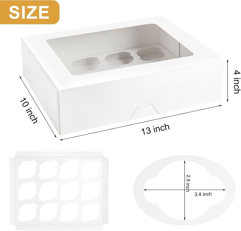 12 Count Cupcake Boxes, 2 Pack White Cupcake Containers with Windows and Inse... gallery