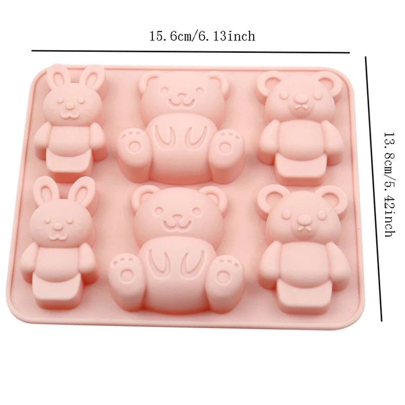 1pc Food Grade 6 with Rabbit Bear Silicone Chocolate Cake Mold gallery