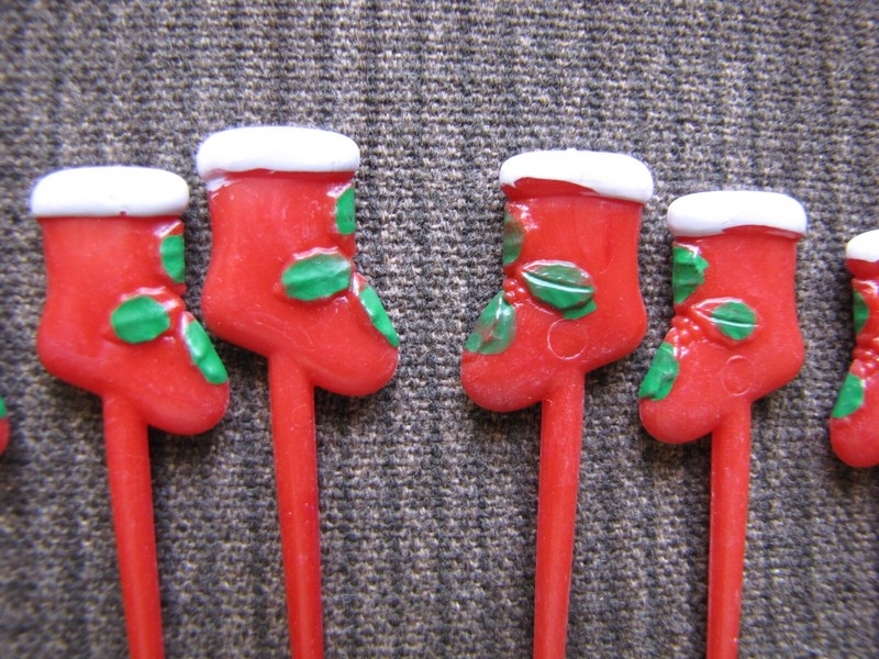 CHRISTMAS Themed - 21 Plastic Cupcake / Desert Toppers / Pick Style gallery