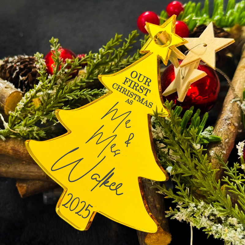 PERSONALISED First Christmas as MR & MRS Bauble Ornament Custom Acrylic 3mm gallery