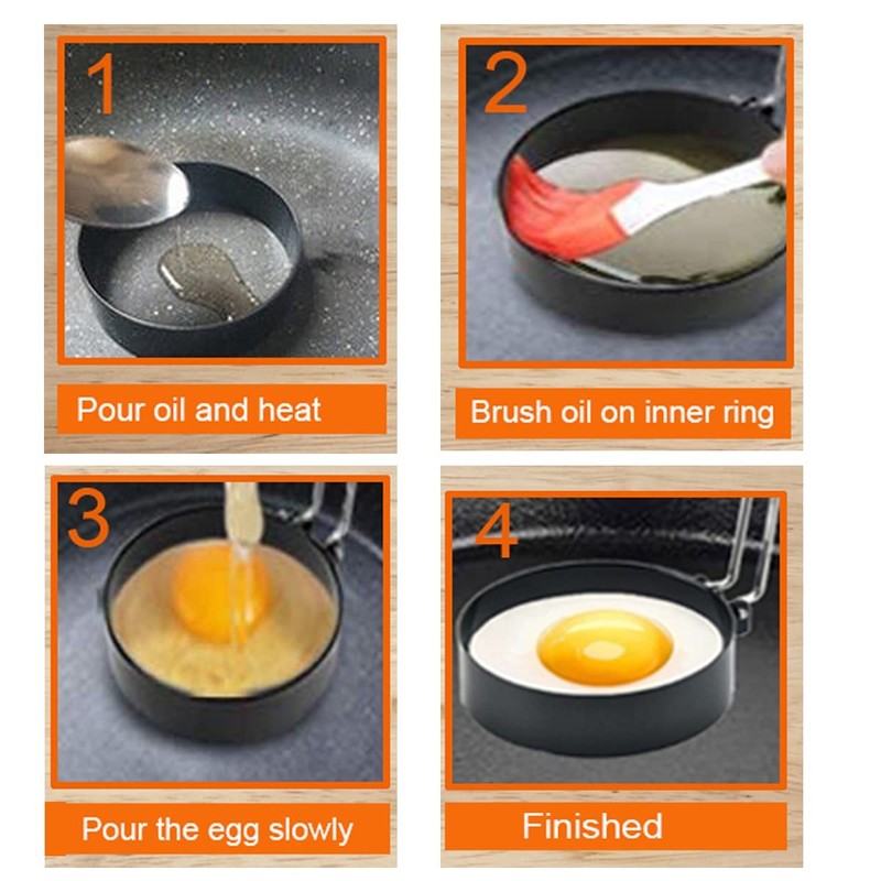 Egg Cooker Set - 3 Non-Stick Cooking Rings with Oil Brush & Egg Separator gallery
