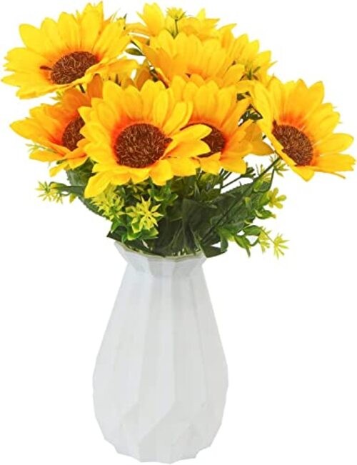 2 Bunches Artificial Sunflower Bouquet, Fake Sunflower Silk Flowers Realistic gallery