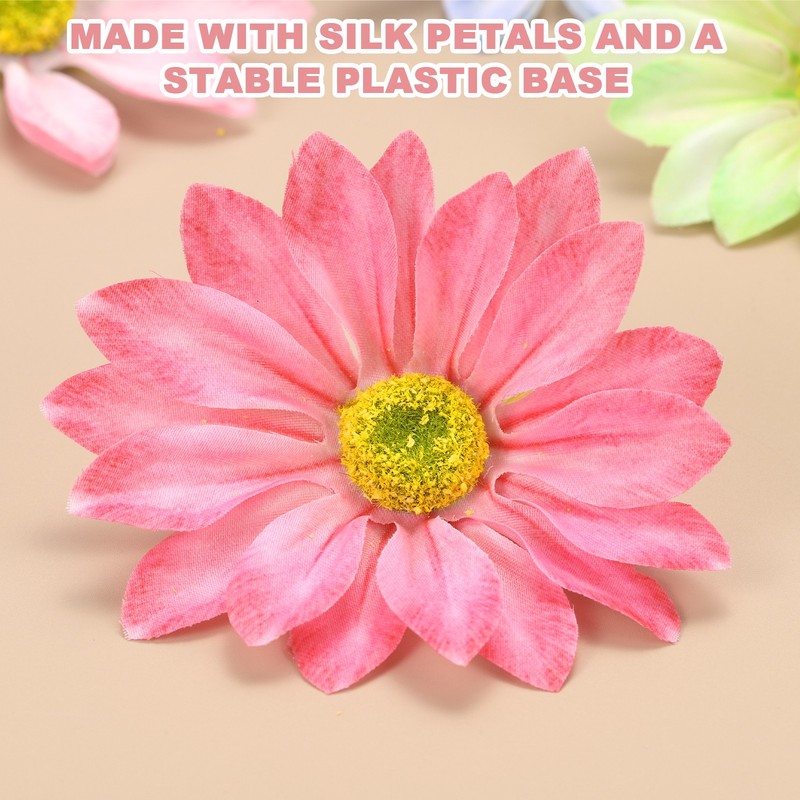 12 Pcs Artificial Daisies Flower Heads, Pink/Rose Pink/Red/Light Pink gallery