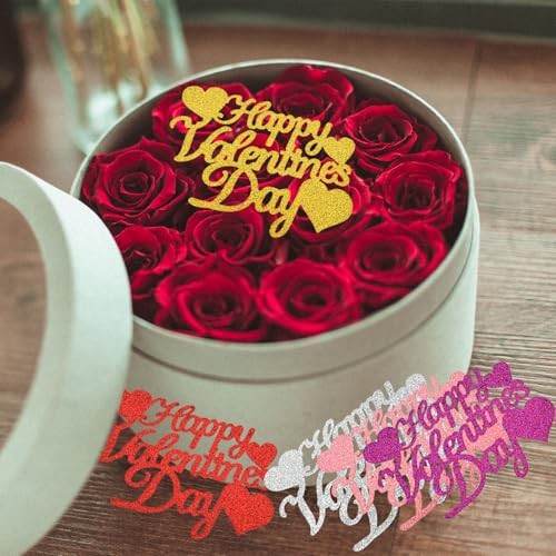 Pcs Happy Valentine's Day Cake Topper, Glitter Cake Bunting Decor Sweet 1 Red gallery