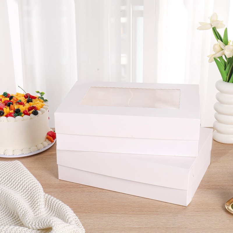 12pcs 14x10x4in Cake Boxes White Bakery Box Quarter Sheet Cake boxs with Wind... gallery