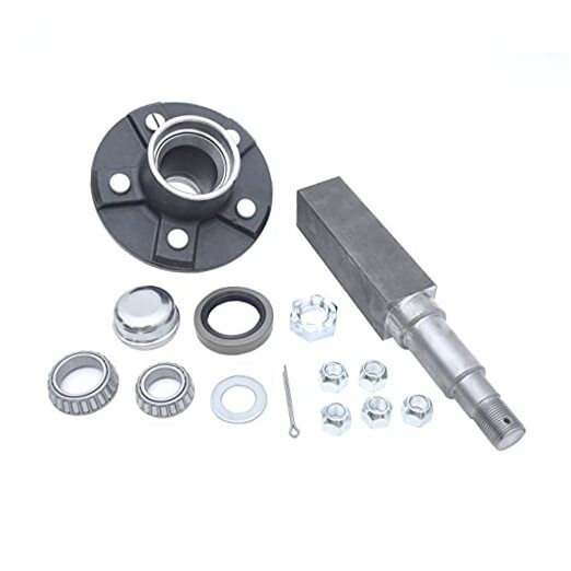 5-Bolt on 4-1/2 inch Circle Trailer Hub Assembly with 1-3/8 inch to 1-1/16 gallery