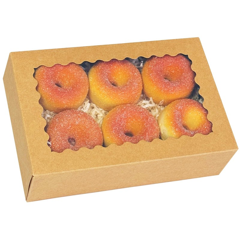 30 PCS 9x6x2.5 Inch Brown Cookie Box Window AutoPop Up Macaron Bakery Case