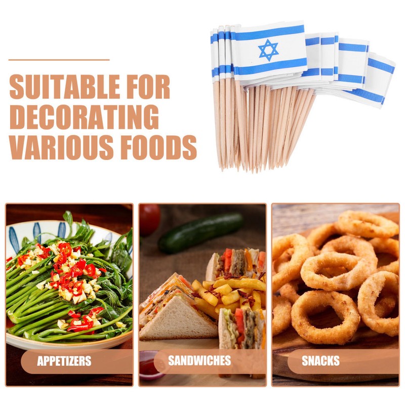 100Pcs Israelis Toothpick Flags Cupcake Topper Pizza Fruit Cakes Decor gallery