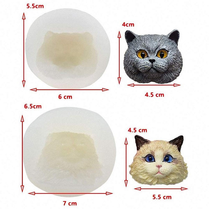 Set of 2 Pet Cat Silicone Resin Molds, British Shorthair & Ragdoll Random gallery