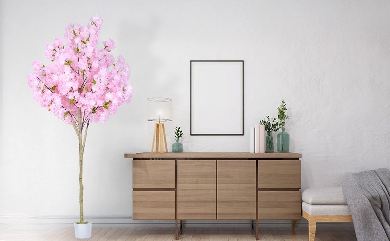 2 Pa Artificial Cherry Blossom Tree,4FT Faux Cherry Blossom Plant in Pot gallery