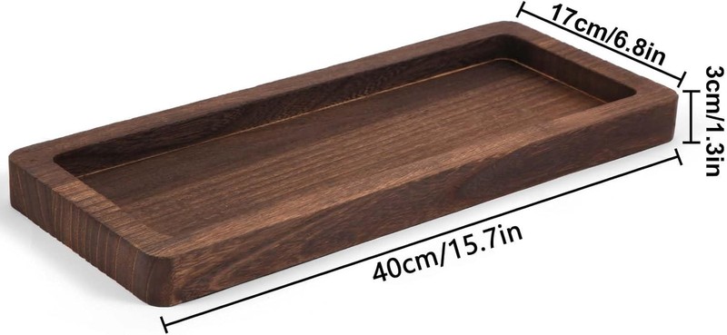 Wooden Decorative Tray Candle Holder Long Wood Home Brown--rectangular gallery