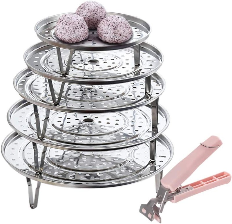 5 Pack Stainless Steel Cooking Steamer Rack with Detachable Legs for Baking