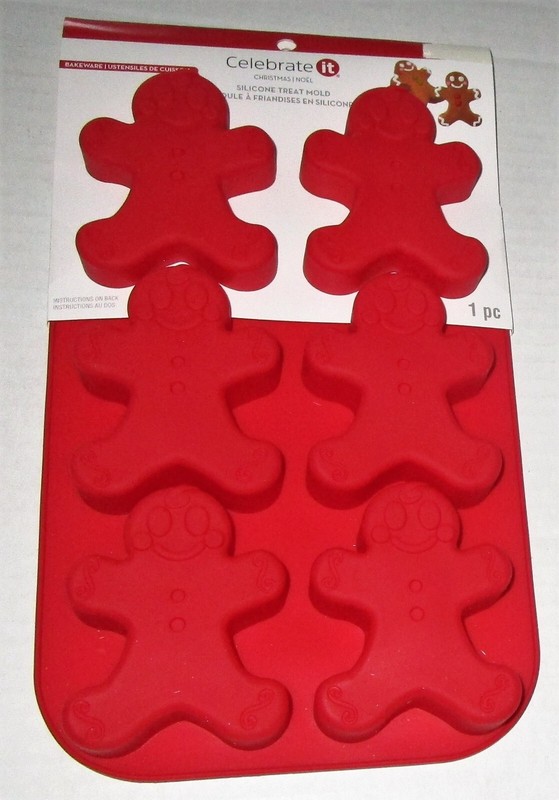 CHRISTMAS Silicone Baking Mold GINGERBREAD MEN 6 Cavities Red