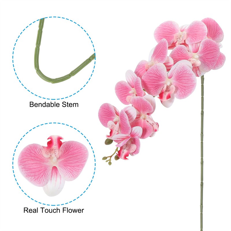 6Pcs 41" 9 Heads Artificial Orchid Stems Faux Phalaenopsis, Pink gallery