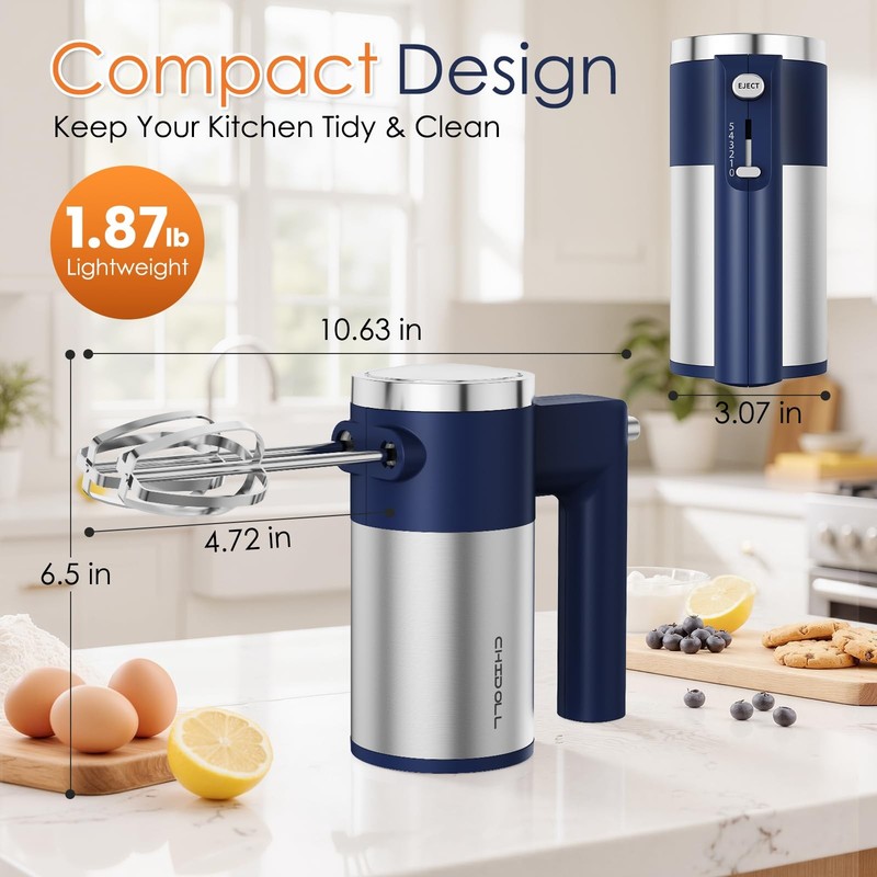 600W Hand Mixer, 5-Speed Hand Held Mixer for Baking, Lightweight Stainless St... gallery