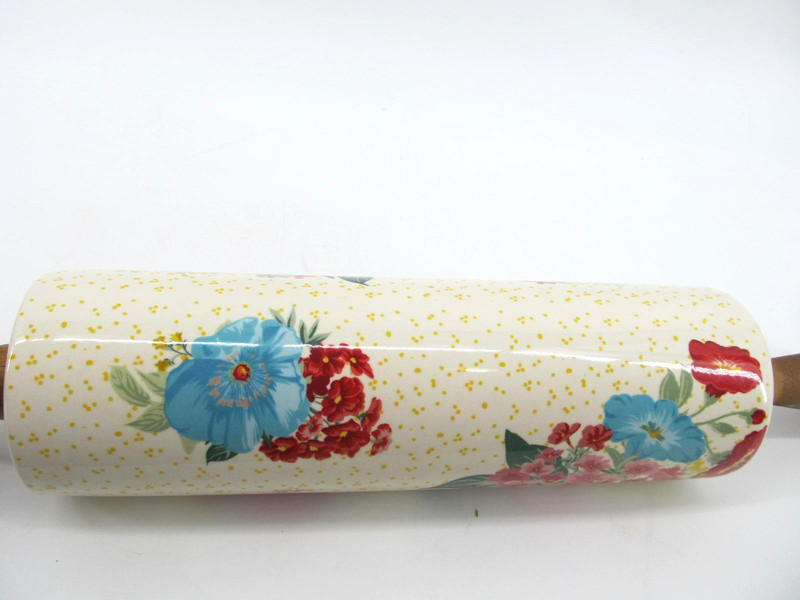 The Pioneer Woman Floral Ceramic Stoneware Rolling Pin Wood Handle Fall