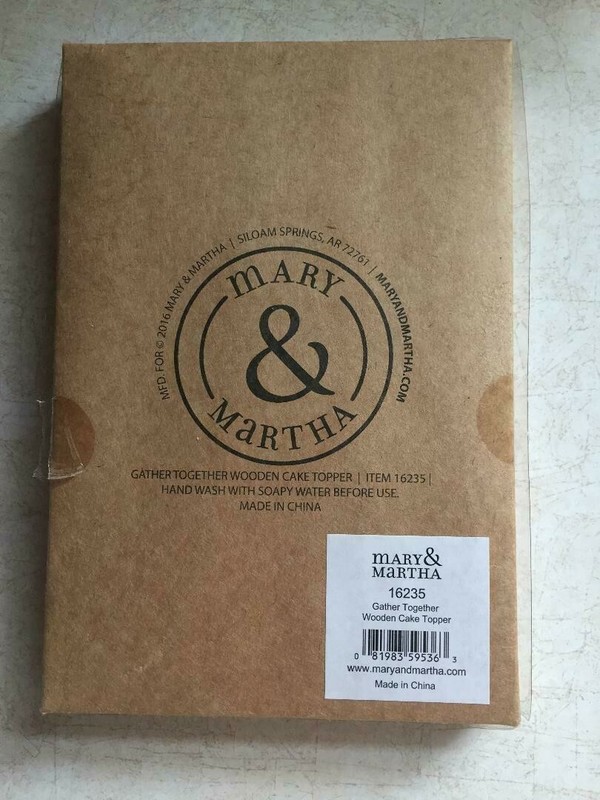 Mary & Martha GATHER TOGETHER WITH GRATEFUL HEARTS Wooden Cake Topper New In Box gallery