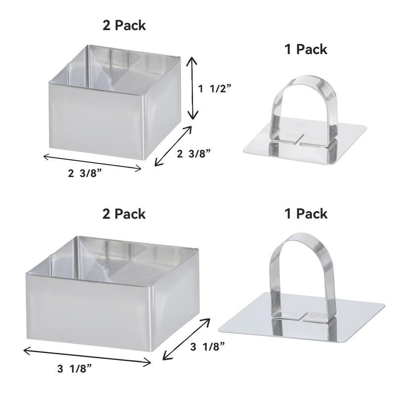 4 Pieces Food Ring Molds Set, Stainless Steel Cake Ring Mold with Pusher, for... gallery