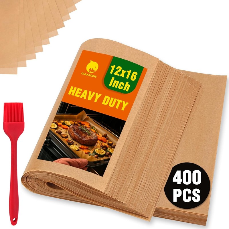 400 PCS Parchment Paper Sheets – OCEG 12×16 Inch Unbleached Pre-Cut