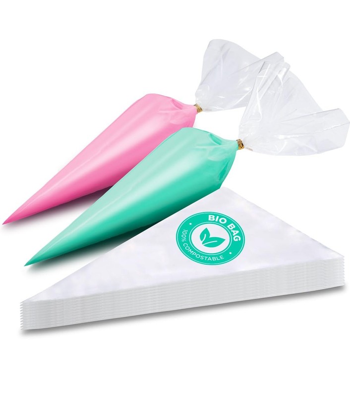 KTOB 100% Compostable Piping bags - 12 Inch 100 Anti Burst Disposable White