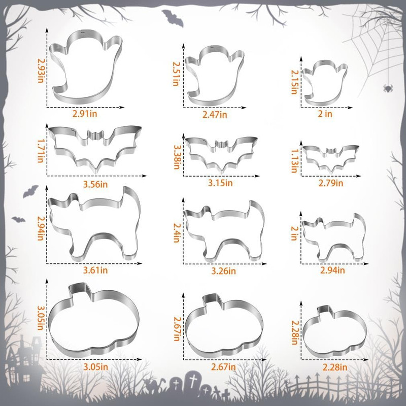 Halloween Cookie Cutters Set - 12 Pieces Stainless Steel Halloween Cookie Cutter gallery